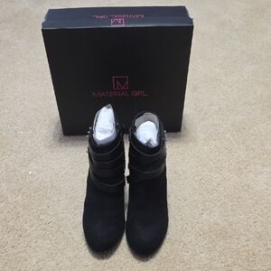 Material Girl Black Strapped Ankle Booties